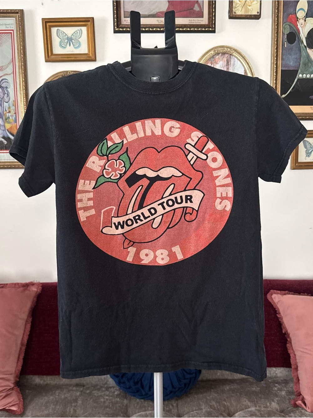 the Rolling Stones Red and Black 'World Tour 1981' Graphic Tee
